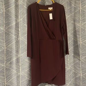 Maroon long sleeve womens dress